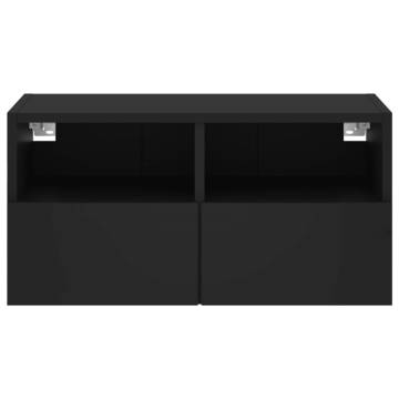 Black TV Wall Cabinet 60x30x30 cm | Engineered Wood Storage