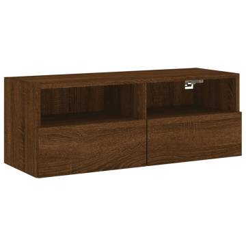 Brown Oak TV Wall Cabinet | Space-Saving Design | 80x30x30 cm