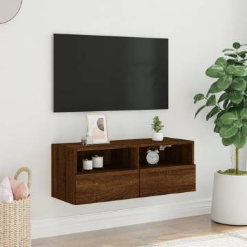 Brown Oak TV Wall Cabinet | Space-Saving Design | 80x30x30 cm