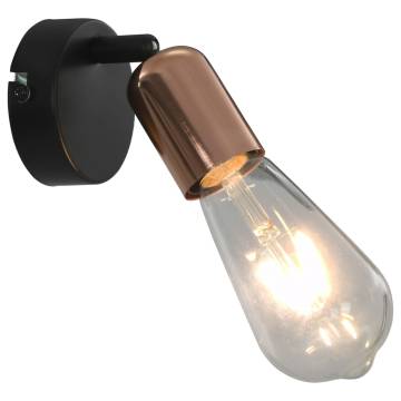 Stylish Black & Copper Spot Lights: 2 pcs with Filament Bulbs