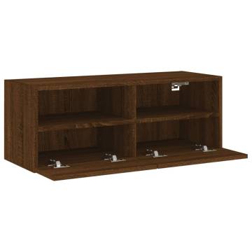 Brown Oak TV Wall Cabinet | Space-Saving Design | 80x30x30 cm