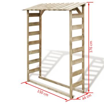 Firewood Storage Shed - 150x44x176 cm Impregnated Pinewood