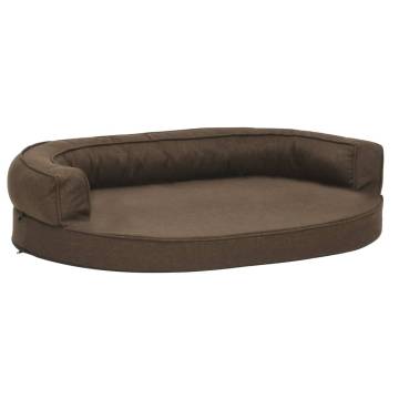 Ergonomic Dog Bed Mattress 75x53 cm - Luxury Brown Linen Look