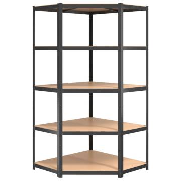 5-Layer Corner Shelf - Anthracite Steel & Engineered Wood | Hipo Marke