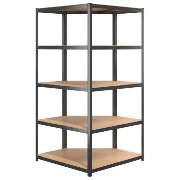 5-Layer Corner Shelf - Anthracite Steel & Engineered Wood | Hipo Marke