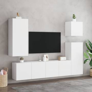 White TV Wall Cabinet - 40.5x30x90 cm | HipoMarket UK