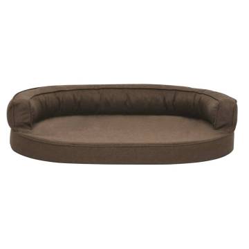 Ergonomic Dog Bed Mattress 75x53 cm - Luxury Brown Linen Look