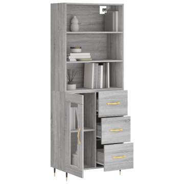 Stylish Highboard Grey Sonoma - 69.5x34x180 cm Engineered Wood