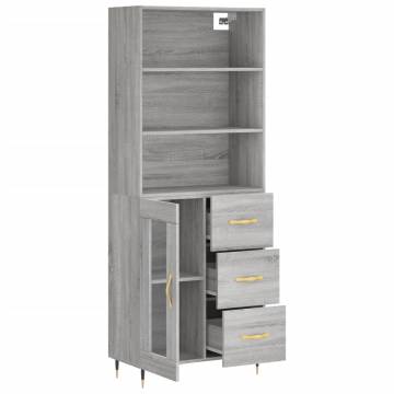 Stylish Highboard Grey Sonoma - 69.5x34x180 cm Engineered Wood