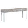 Bench 110 cm White Natural Kubu Rattan and Solid Mango Wood Colour white 