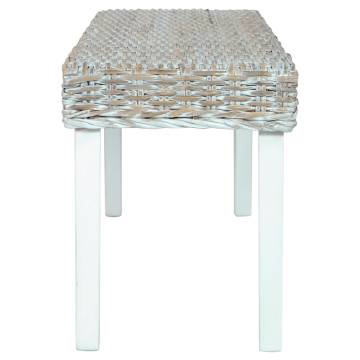 Stylish 110 cm White Rattan & Mango Wood Bench | Hipo Market