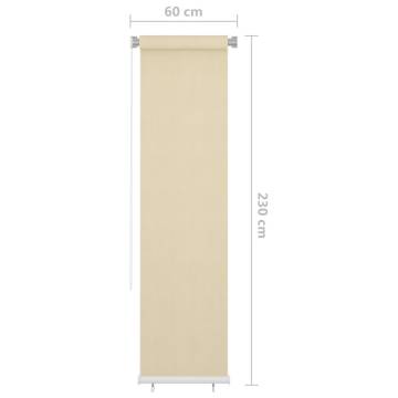 Outdoor Roller Blind Cream 60x230 cm – Privacy & UV Protection