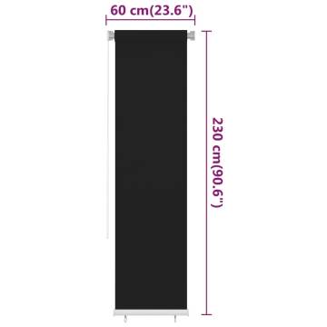 Outdoor Roller Blind 60x230 cm Black HDPE | Buy Online