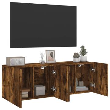 Wall-Mounted TV Cabinets - Smoked Oak - 2 pcs | HipoMarket