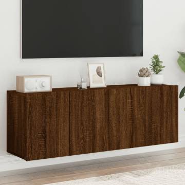 Stylish Wall-Mounted TV Cabinets - Brown Oak - 2 pcs