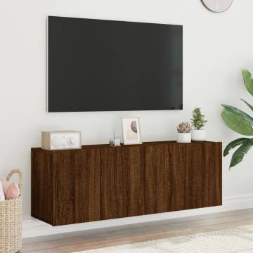 Stylish Wall-Mounted TV Cabinets - Brown Oak - 2 pcs