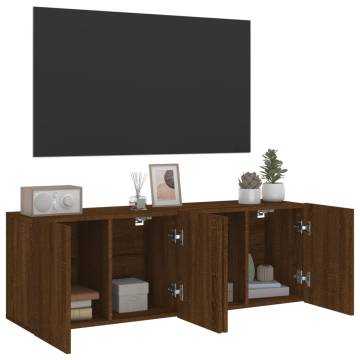 Stylish Wall-Mounted TV Cabinets - Brown Oak - 2 pcs