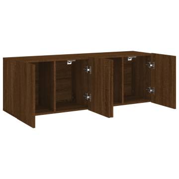 Stylish Wall-Mounted TV Cabinets - Brown Oak - 2 pcs