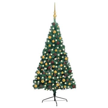 Artificial Pre-lit Christmas Tree with Balls - 210 cm Green