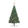 Artificial Half Pre-lit Christmas Tree with Ball Set Green 210 cm Colour green and gold Size 210 x 120 cm Quantity in Package 1 Number of Branch Tips 