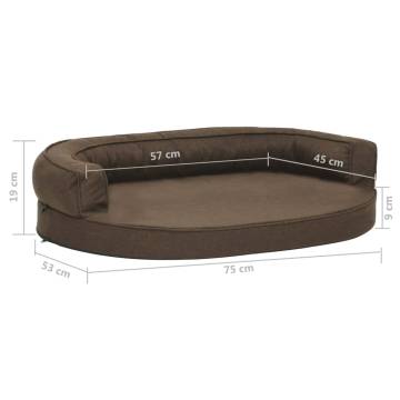 Ergonomic Dog Bed Mattress 75x53 cm - Luxury Brown Linen Look