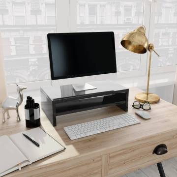 High Gloss Black Monitor Stand - 42x24x13 cm | HipoMarket