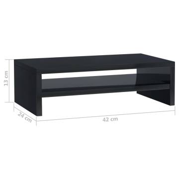 High Gloss Black Monitor Stand - 42x24x13 cm | HipoMarket