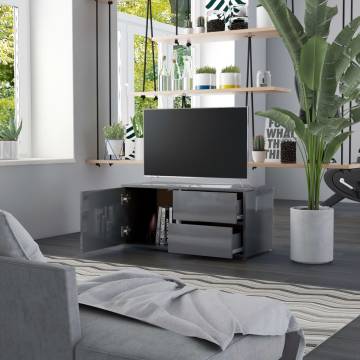 High Gloss Grey TV Cabinet - Stylish & Practical | HipoMarket