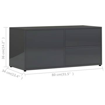 High Gloss Grey TV Cabinet - Stylish & Practical | HipoMarket