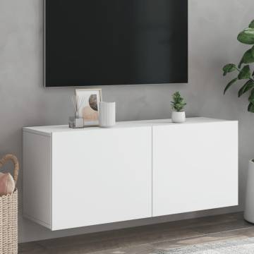 Stylish Wall-Mounted TV Cabinet in White - 100x30x41 cm