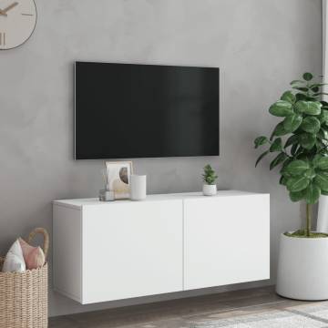 Stylish Wall-Mounted TV Cabinet in White - 100x30x41 cm