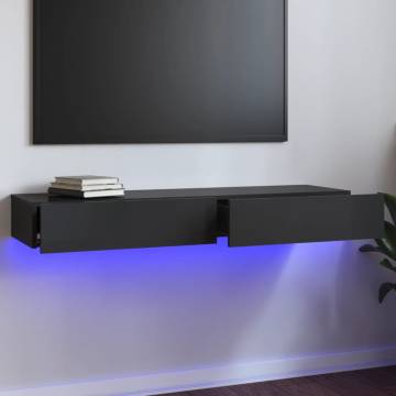 Stylish High Gloss Grey TV Cabinet with LED Lights - 120x35 cm