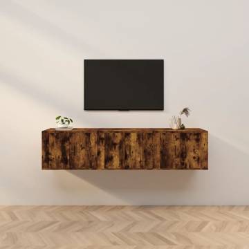 Wall-Mounted TV Cabinets - 3 pcs Smoked Oak - Stylish Storage