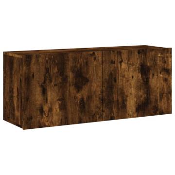 Wall-Mounted TV Cabinet in Smoked Oak - 100x30x41 cm