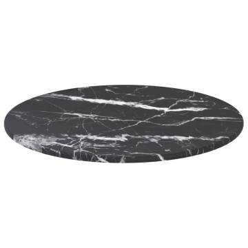 Black Marble Design Tempered Glass Table Top Ø30 cm | HipoMarket