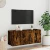 Wall-Mounted TV Cabinet in Smoked Oak - 100x30x41 cm