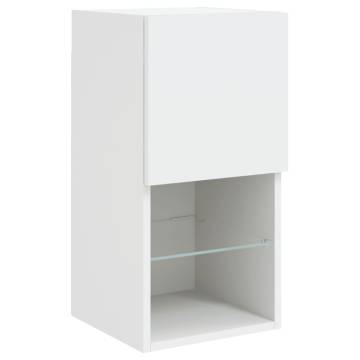 Stylish TV Cabinet with LED Lights - White - 30.5x30x60 cm