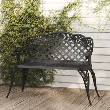 Elegant Cast Aluminium Garden Bench - 108 cm Black