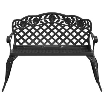 Elegant Cast Aluminium Garden Bench - 108 cm Black