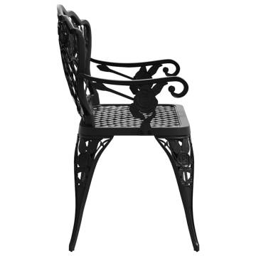 Elegant Cast Aluminium Garden Bench - 108 cm Black