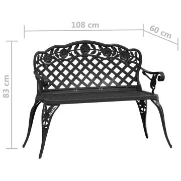 Elegant Cast Aluminium Garden Bench - 108 cm Black