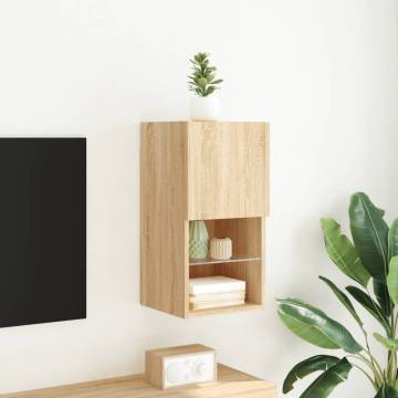 Stylish TV Cabinet with LED Lights - Sonoma Oak | Hipo Market