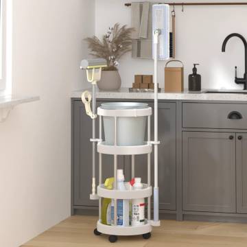 Cleaning Trolley with Storage Basket - Aluminium Organizer