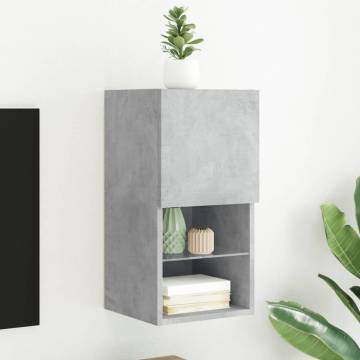 Stylish Concrete Grey TV Cabinet with LED Lights - Hipomarket UK