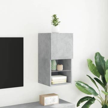 Stylish Concrete Grey TV Cabinet with LED Lights - Hipomarket UK