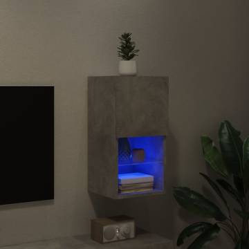 Stylish Concrete Grey TV Cabinet with LED Lights - Hipomarket UK