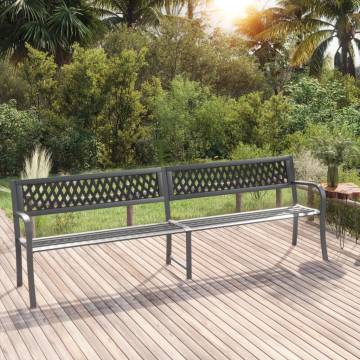 Twin Garden Bench 246 cm Grey Steel - Durable & Stylish Outdoor Seatin