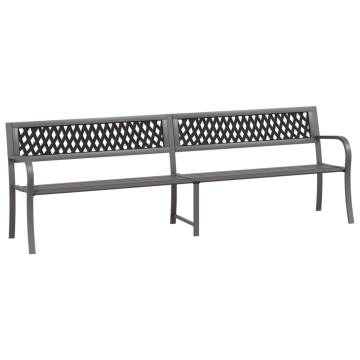 Twin Garden Bench 246 cm Grey Steel - Durable & Stylish Outdoor Seatin