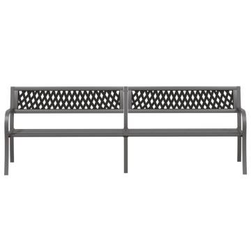 Twin Garden Bench 246 cm Grey Steel - Durable & Stylish Outdoor Seatin