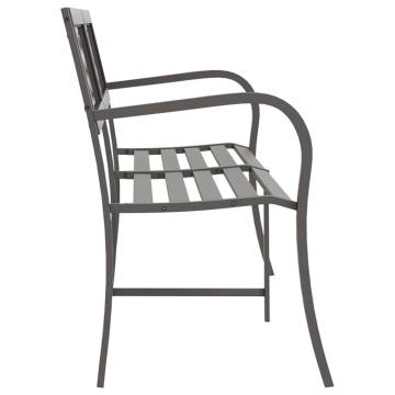 Twin Garden Bench 246 cm Grey Steel - Durable & Stylish Outdoor Seatin